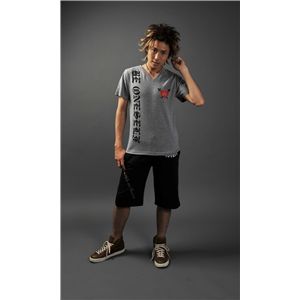 VネックTシャツ＆ハーフパンツ グレー/黒