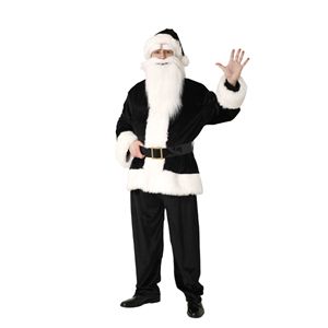 【クリスマスコスプレ】GOGOブラックサンタさんセット（帽子 眉毛 ヒゲ 上着 パンツ ベルト）メンズ