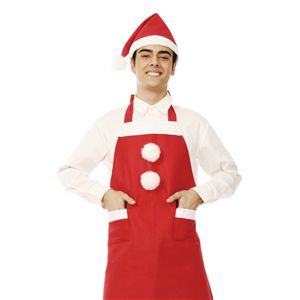 【クリスマスサンタコスプレ】サンタエプロン 帽子付き ユニセックス