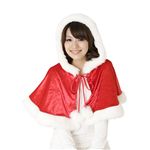 【クリスマスサンタコスプレ】フード付きケープ ベロア素材 赤 Ladies