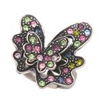 スワロフスキークリスタル・デザインリング バタフライ/ミックスカラー