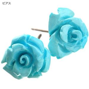 ターコイズ薔薇カットピアス