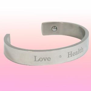 チタンダイヤモンド入りゲルマバングル 小「Love Health Happiness」