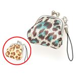 MINI ヒョウ柄がまぐちストラップ 2個セット　ベージュ＋ブルー