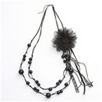 ステーションパールフラワーネックレス k01753／ブラック