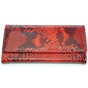 パイソン合皮財布（ヘビ柄ジップウォレット）167 レッド 