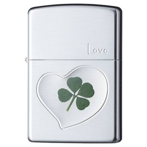 【本物の四葉のクローバー入り】ZIPPO 四葉ペア LOVE 愛 タイプ