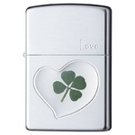 【本物の四葉のクローバー入り】ZIPPO 四葉ペア LOVE 愛 タイプ