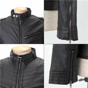 WOOLRICH フェイクレザー ライダースジャケット 3330／ブラック M