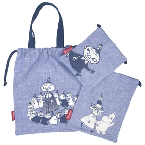 ムーミン 巾着3点セット ブルー