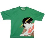 レディス　和柄Ｔシャツ　美人画　グリーン