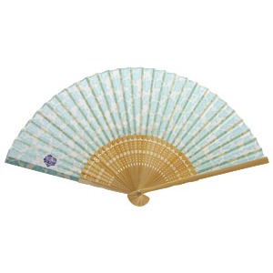 薔薇モチーフ 布扇子70型30問【5本セット】グリーン