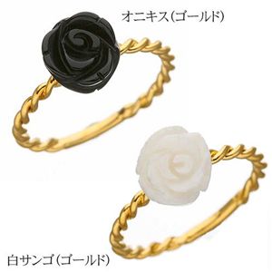 SV 大粒バラアンティークリング 2059-SV／オニキス(ゴールドメッキ) 13号
