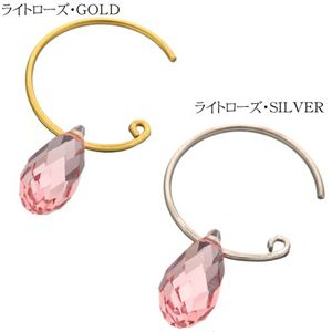 スワロフスキークリスタルチャームフープピアス ライトローズ・SILVER