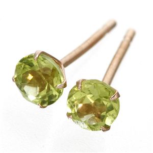 【訳あり・在庫処分】K10PG カラージュエル一粒ピアス  ぺリドット 2428‐K10PG（10金ピンクゴールド）