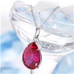 ７月の誕生石超大粒　シンセティックルビー約５ｃｔ　雫カットペンダント４５センチ