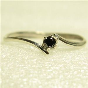 ピンキーにも使えるブラックダイヤリング 指輪 ホワイト 9号