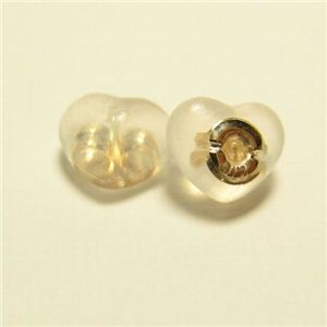 K10ハート＆星ダブルロックキャッチ ハート K10イエローゴールド【2個セット】
