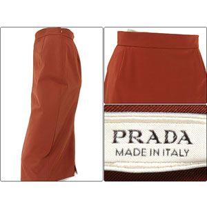 PRADA プラダ タイトスカート 81163 ポリエステル 赤茶色 イタリアサイズ44