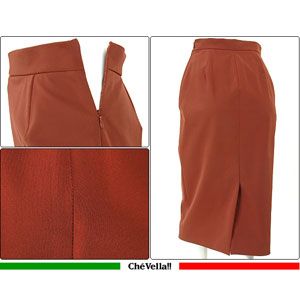 PRADA プラダ タイトスカート 81163 ポリエステル 赤茶色 イタリアサイズ44