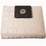 BVLGARI(�u���K��)�@#22242 Woman wallet 2 folds without zip Lettere fabric beige/pigskin chocolate/P