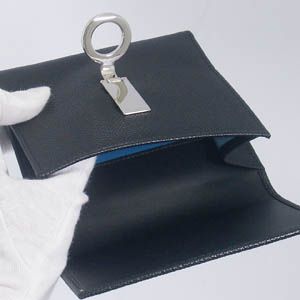 BVLGARI(�u���K��)�@#23277 Woman wallet 2 folds with clip Grain leather black/P.