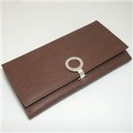 BVLGARI(uK)@#23296  wallet 7 CC with internal zip and clip Grain leather dark brown/P.
