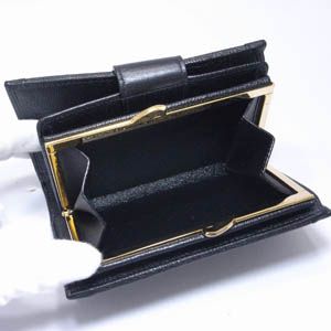 BVLGARI(ブルガリ) #25251 Woman wallet 2 folds with frame Goat leather black/calf leather black/G