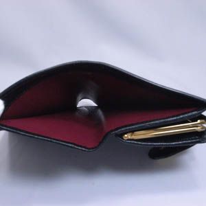 BVLGARI(ブルガリ) #25251 Woman wallet 2 folds with frame Goat leather black/calf leather black/G