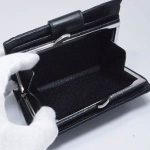 BVLGARI(�֥륬��)��#26238 Woman wallet 2 folds with frame Goat leather black/calf leather black/P