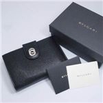BVLGARI(�֥륬��)��#26238 Woman wallet 2 folds with frame Goat leather black/calf leather black/P