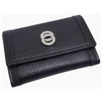 BVLGARI(uK)@#26276 Small coin 3 compartments Goat leather black/calf leather black/P