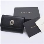 BVLGARI(�֥륬��)��#26276 Small coin 3 compartments Goat leather black/calf leather black/P