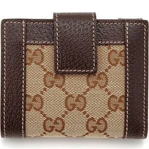 GUCCI(グッチ) GGキャンバス 折り財布154119 ベージュ×ブラウン