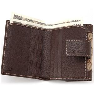 GUCCI(グッチ) GGキャンバス 折り財布154119 ベージュ×ブラウン