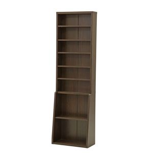 本棚/書棚60 ハイタイプ スリム 幅60cm×奥行29.5cm×高さ200cm 可動棚3枚/固定棚4枚付き ブラウン