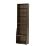 本棚/書棚60 ハイタイプ スリム 幅60cm×奥行29.5cm×高さ200cm 可動棚3枚/固定棚4枚付き ブラウン