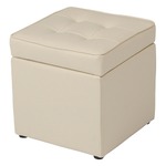 収納BOX付きボックススツール 木製/合成皮革 幅36cm×奥行36cm×高さ38cm BT-099 アイボリー