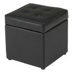 収納BOX付きボックススツール 木製/合成皮革 幅36cm×奥行36cm×高さ38cm BT-099 ブラック（黒）