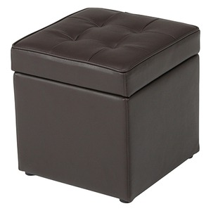 収納BOX付きボックススツール 木製/合成皮革 幅36cm×奥行36cm×高さ38cm BT-099 ブラウン