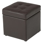 収納BOX付きボックススツール 木製/合成皮革 幅36cm×奥行36cm×高さ38cm BT-099 ブラウン