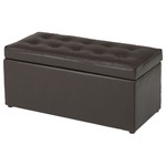 トランクベンチ/収納BOX付きスツール 木製/合成皮革 高さ38cm BT-093A ブラウン