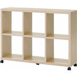 オープン収納棚(オープンラック) 【2段】 キャスター付き 幅108cm×奥行29cm FO-1080NA ナチュラル