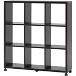 オープン収納棚(オープンラック) 【3段】 キャスター付き 幅108cm×奥行29cm FO-1012BR ブラウン