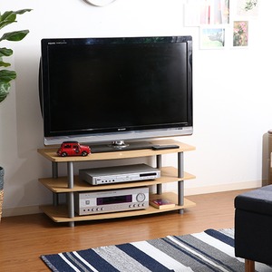 テレビ台/テレビボード/TVラック 3段 幅90cm×奥行40cm 収納棚付き
