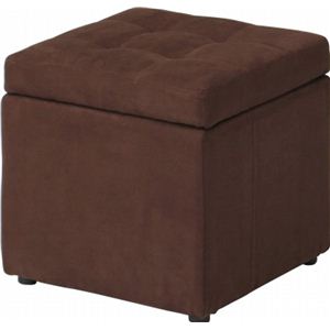 収納BOX付きファブリックボックススツール 木製 幅35cm×奥行35cm×高さ35cm ブラウン