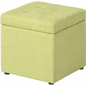 収納BOX付きファブリックボックススツール 木製 幅35cm×奥行35cm×高さ35cm グリーン（緑）
