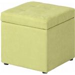 収納BOX付きファブリックボックススツール 木製 幅35cm×奥行35cm×高さ35cm グリーン（緑）