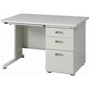 パソコンデスク/片袖デスク 110cm幅 引き出し収納付き(キャビネット3段) KHS-110 ホワイト（白）