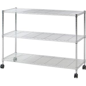 テレビ台/テレビボード/メタルTVラック3段 スチール 幅75cm×奥行35cm キャスター付き MTV-3CR クロム